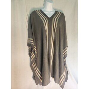 Coco + Carmen Knit Fringe Poncho Multicolor Striped Asymmetrical Boho One Size